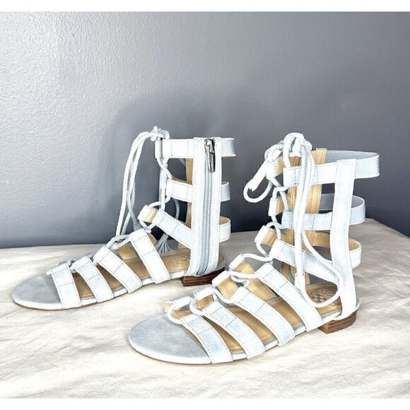 Vince Camuto Helayn Gladiator Sandals Women's Size 6.5 / 36.5 Light Blue Suede - Picture 8 of 14